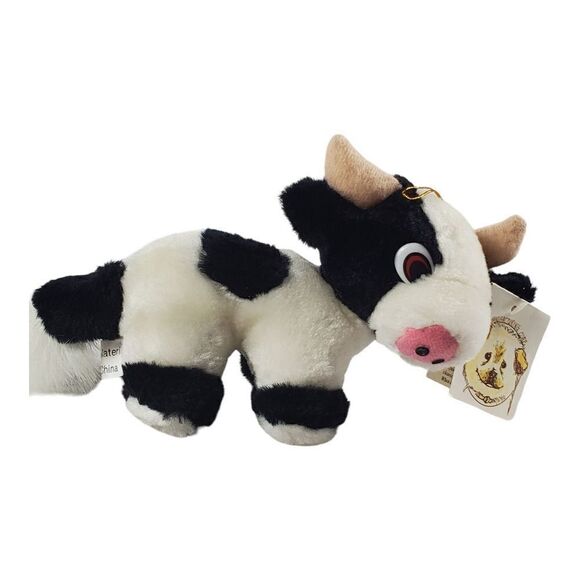 Jane Manuf Corp. Cow Plush White Black Stuffed Animal Soft Toy 5” Mini Bull New - Picture 1 of 10